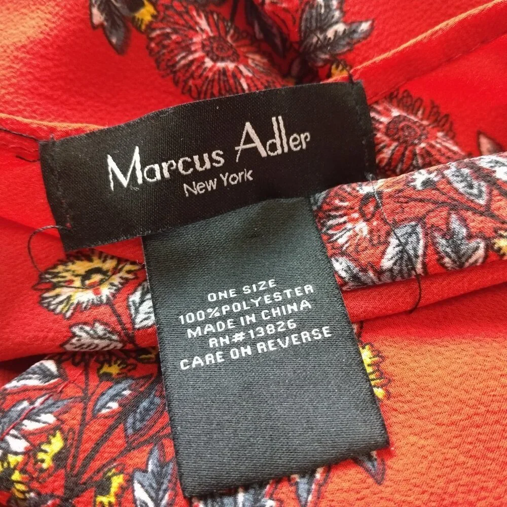 Marcus Adler One Size Women's Red Floral Wrap Poncho Cover Up Boho Hippie Travel